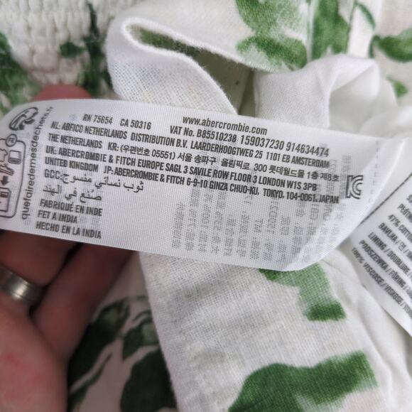 Abercrombie & Fitch Green Floral Sheath Dress Sz M Smocked Back Linen Cotton - Picture 10 of 10